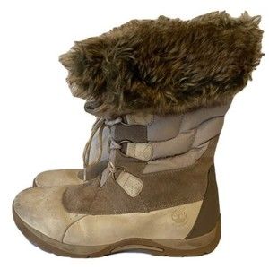 Timberland Blizzard Bliss Waterproof Winter Snow Boots Youth Girls 7 Tan Brown